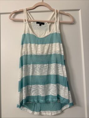 Tart Striped Scoop Neck Tank - Aqua & White